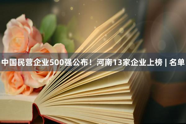 中国民营企业500强公布！河南13家企业上榜 | 名单
