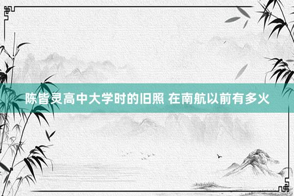 陈皆灵高中大学时的旧照 在南航以前有多火